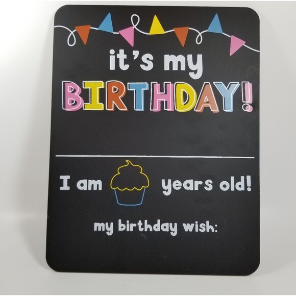 It's My Birthday! Chalkboard Photo Prop Colorful Keepsake - Picture 3 of 3